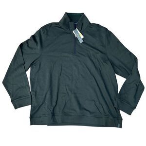 Perry Ellis Men's 2XL Green Quarter Zip Pullover Sweater‎ Long Sleeve
